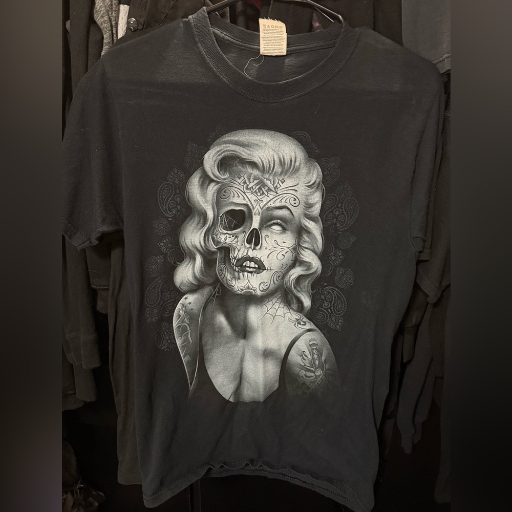 Marilyn Monroe Skeleton Tattoo Black T-Shirt